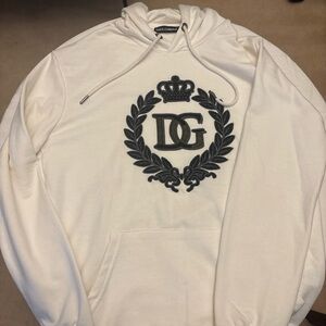 Dolce & Gabbana White Hoodie with Black DG Crest